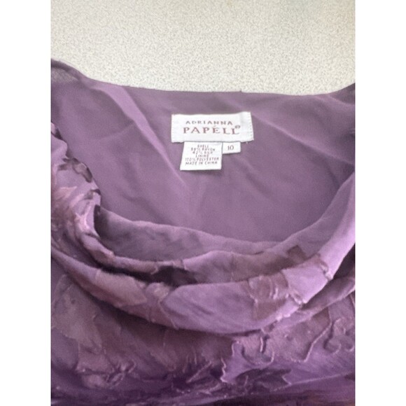 Adrianna Papell Women’s Purple Cowl Neck Silk Blend Lined Sheer Blouse Sz 10 - Picture 3 of 10